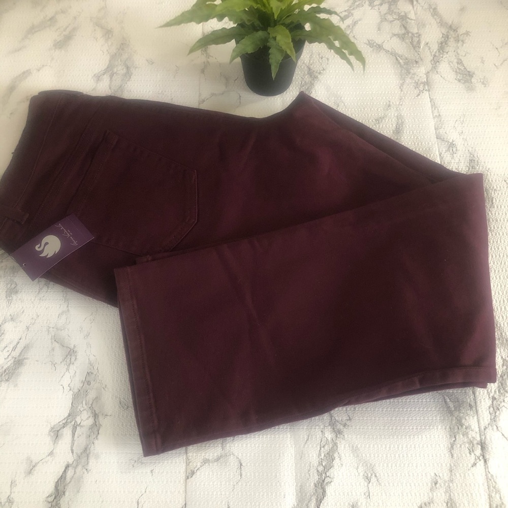 Gloria Vanderbilt Amanda Burgundy 5 Pocket Jean Size 14 Short - Picture 6 of 6